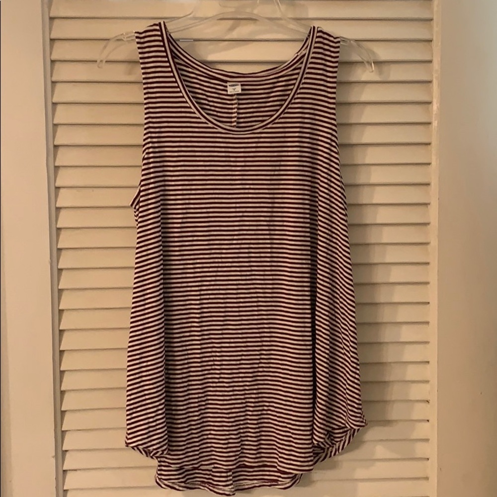 Burgundy and white striped Old Navy tank